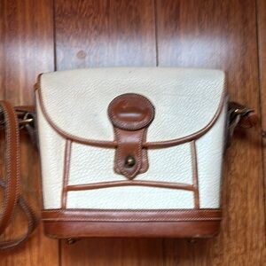 White and Brown Leather Crossbody Bag